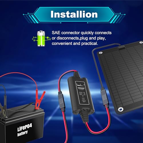 Solar Battery Charger Maintainer,Dump Trailer Battery Charger, Battery Maintainer,Trailer Charger, 10W Solar Panel Kit, MPPT Charge Controller, for 12V /24V Gel AGM Lead-Acid LiFePO4