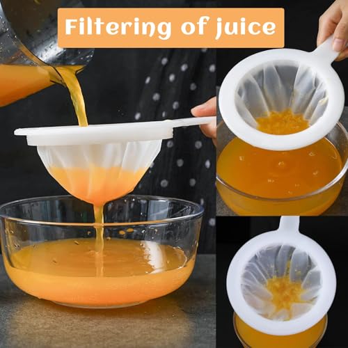 2 Piece Fine Nylon Mesh Strainer Kitchen Food Yogurt Mesh Sieve Plastic Mesh Colander with Handle Mini Brine Shrimp Separation Net for Filtering Juice Milk Soy Coffee Honey Wine Yogurt (120/200 Mesh) - size: 120/200 Mesh