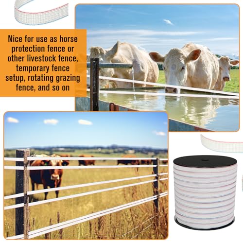 1 Roll 1 Inch x 2000 ft Electric Fence Tape for Livestock Polytape Fencing Horse Fence with High Visibility - color: White, size: 1 Inch X 2000 ft