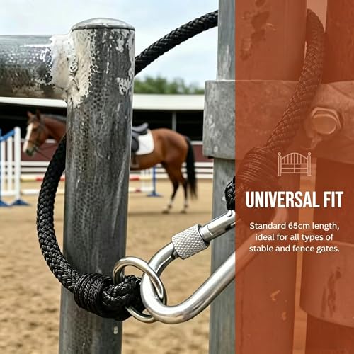 25 Inch Thick Horse Gate Rope, 0.4 Inch Heavy Duty Reinforced Gate Latch Strap, Adjustable Horse Stall Door Tie Rope, Durable Nylon Horse Fence Gate Fixing Cord for Farm Barn Equestrian Equipment