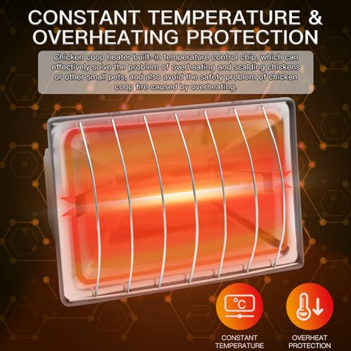 Chicken Coop Heater Lamp 250W Winter Hanging Heat Lamp for Chickens Incubators Temperature Adjustable Chicken Brooder Heating Heaters for Dog Kennel Poultry House