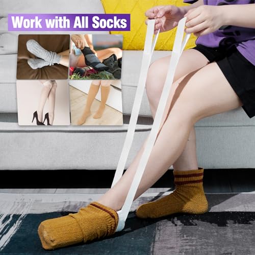 Sock Aid, Sock Helpers to Put on Your Socks for Seniors, Disabled, Pregnancy, Assist Device for Elderly, Tool Aide Puller Easy on and Off with No Bending(Purple) - color: Purple