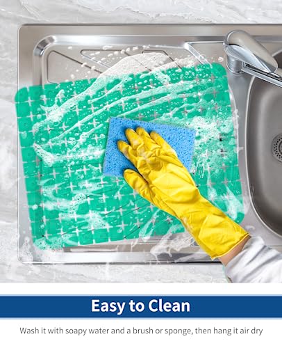 Bligli Sink Mat for Stainless Steel/Ceramic Sinks, 2 Pack 15.8x11.8 inches PVC Sink Protectors for Bottom of Kitchen Sink, Dishes and Glassware drain Mats, Durable and Fast Draining (Green) - color: Green