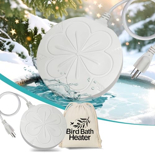 110W Bird Bath Heater for Outdoors in Winter, Submergible Cast Aluminum Chicken Water Heater with Thermostatically Controlled Bird Bath Deicer Pond Deicer for Livestock - color: WHITE