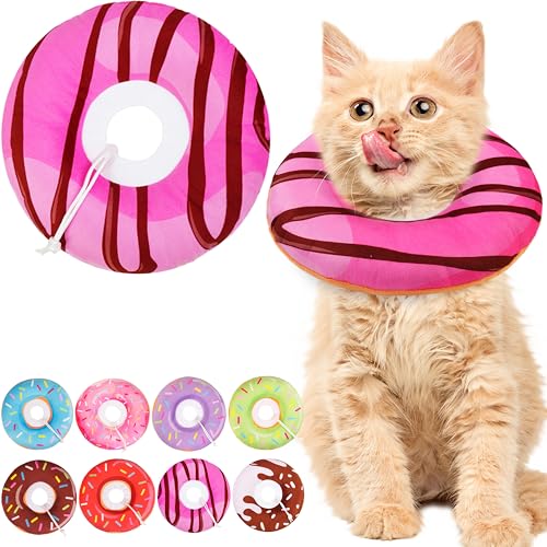 Cat Cone Collar Soft, Cute Cat Donut Collar After Surgery, Adjustable Kitten Recovery Cones to Stop Licking, Lightweight Neck Elizabethan Collars for Cats Kittens (Chocolate Pink, Small) - color: Chocolate Pink, size: Small