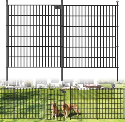 Toolterritary 10 Panels No Dig Garden Fence with Gate, 40 in(H) X 24.2 ft(L) Metal Fence Panels, Thickened Rustproof Garden Fencing, Animal Barrier Fence for for Dogs, Rabbits, Landscape, Patio - size: 40 in(H)×29in(L)
