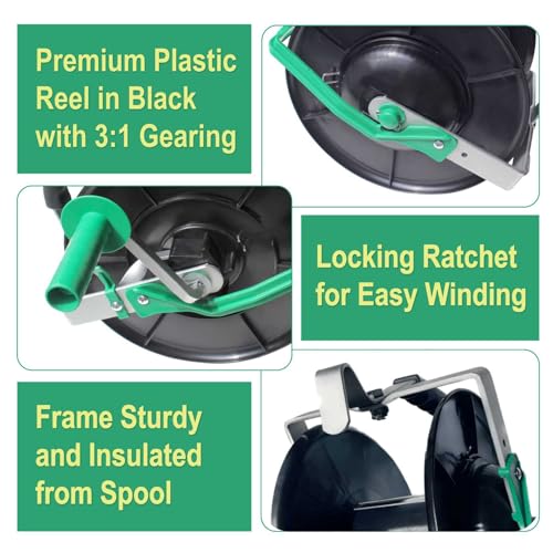 PK2 Electric Fence 3:1 Standard Geared Reel Plus 4 Warning Signs - size: 0 ft x 2 standard reel