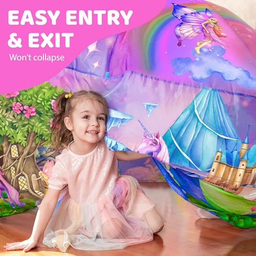 W&O Enchanted Princess Inflatable Fort with LED Lights - Fan Not Included | Enchanted Princess Aerodome with LED Lights, Inflates in Seconds, Easy Entry/Exit and Castle Play. Great Gift, Ages 3-12 - color: Enchanted Aerodome