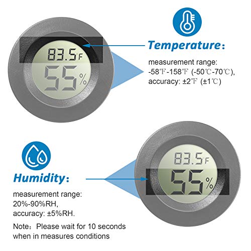 Weewooday 8 Pcs Mini Hygrometer Thermometer Digital LCD, Black | Monitor Indoor Outdoor Room, Humidity Meter Temperature Gauge for Greenhouse Garden Reptile Incubator Cellar,℉ or ℃ - size: Black