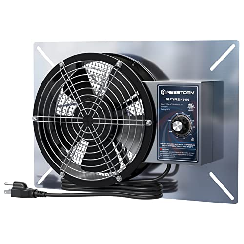 Abestorm 540 CFM Crawlspaces Ventilation Fan with Humidistat 8.7 Inch | Stainless Steel Vent Fan Digital Panel, Temperature Controller with Humidistat for Attic with Isolation Mesh, IP 55 Rated - color: Silver