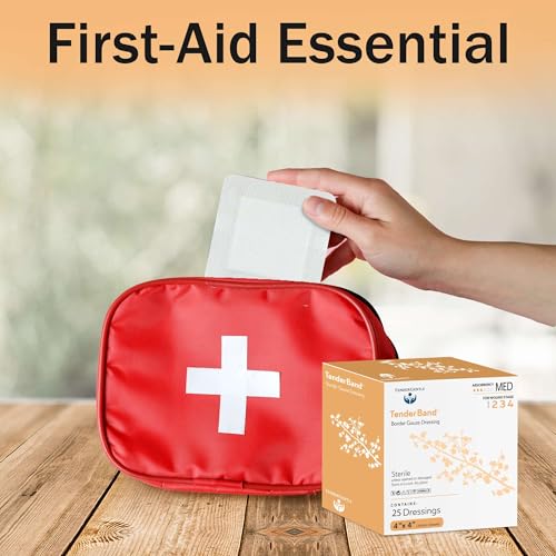 Bordered Gauze Island Dressing 4x4-25 Wound Bandages for Wound Protection - Good for Hospitals, Medical Facilities, First Aid Kits, and More - style: 4x4