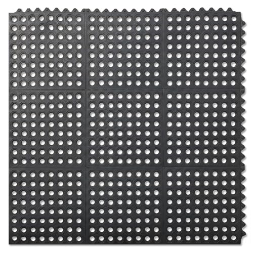 GRIDMANN Rubber Interlocking Floor Mat, 36" x 36" Non-Slip Anti-Fatigue Drainage Mat for Restaurants, Commercial Kitchens, Bar Floors, Black - size: 36"L x 36"W x 0.5"Th