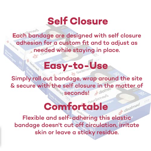 Dealmed 3" Elastic Bandage Wrap with Self-Closure - 10 Count (1 Pack) | Cotton Polyester Blend, Individually Packed, Breathable 5 yd Stretch Fabric, For Sprains Strains Edema, 10 Total Rolls - size: 10 Count (Pack of 1)