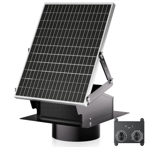 Hon&Guan 25W Solar Attic Fan, 24/7 Smart Cooling for Up to 1300 Sq Ft