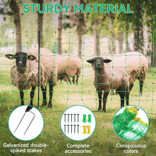 PPOLB Electric Fence Netting - 35.4" H x 164' L, Portable Movable Livestock Nets Mesh for Goats, Sheep, Hogs, Dog, All-Purpose Electric Fencing for Backyards, Homesteaders, Farms Ranches, and Gardens - size: 35.4" H x 164' L Livestock
