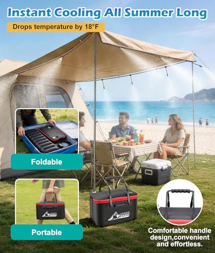 Portable Misting Systems for Patio, Outdoor Water Cooling Misting Kit with 6000mAh Water Pump IPX8, DIY Misters for Outside Garden, Greenhouse, Fan, Umbrella, Canopy, Pasture, Camping(22L Bucket)