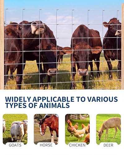 Farm Fence 6FT x 164FT, 12GA Livestock Fence, Goat Fence, Galvanized Cattle Fence, Heavy Zinc Coating Wire Fencing, for Goat Deer Yard Livestock Animals Protection - size: 6ft x 164ft