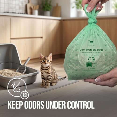 50 Home Compostable Trash Bags 1.6 Gallon Easy Tie Handles | Certified Home Compostable, Leak Resistant Kitchen Compost Bags, Easy Tie Handles, Fits Most Countertop Bins