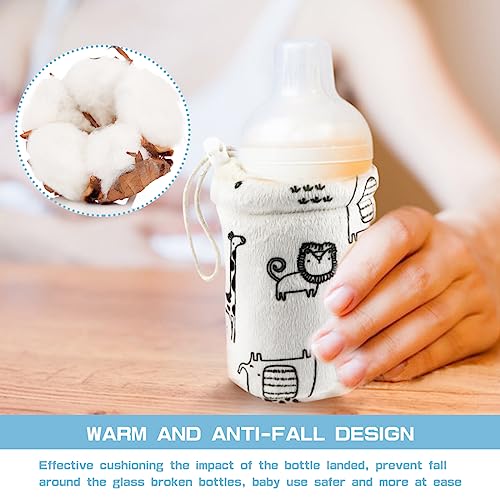 Baby Bottle Sleeve Infant Milk Bottle Pouch Thermal Cover Washable Anti Drop Baby Feeding Bottle Holder Glass Nursery Bottles Insulator Cover (Medium,for 240ml bottles)