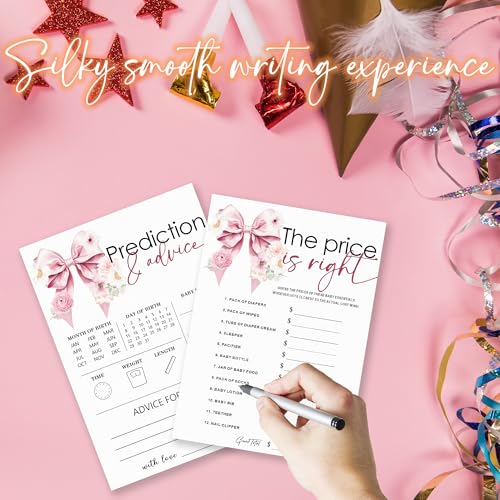 The Price is Right & Predictions Advice Theme Baby Shower Game Activities-30 Pink Bow & Flowers Double-Sided Game Cards(5’’x7 ’’) for Boys & Girls-Gender Neutral Decorations & Supplies-A05 - color: The Price is Right & Predictions Advice