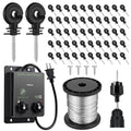 2-Mile 5000V 0.1Joule Electric Fence for Preventing Animals Intruding, 50 Black Fence Insulator and 1 Socket Tool, 250ft Aluminum Wire for Electric Fencing Grid System Accessories - size: 76M