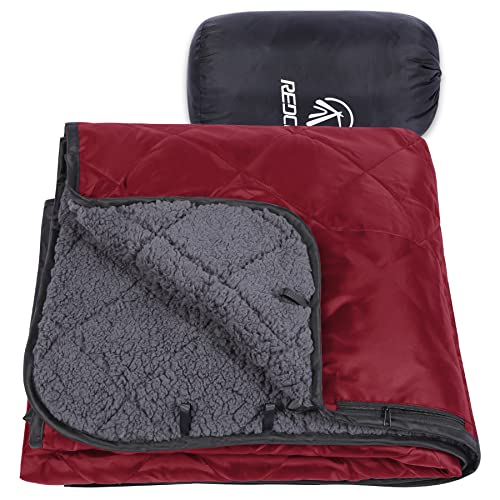 REDCAMP Large Warm Blanket with Sherpa Lining, Cold Weather Outdoor Blanket Windproof for Camping Stadium, Machine Washable 79"x 79" Red | Cold Weather Warm Thick Outdoor Blanket Comfy Foldable & Windproof for Camping Stadium,Car,Picnics,Pet,Trip,Machine