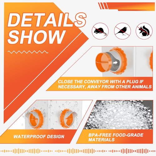 No Waste Chicken Feeders, DIY Automatic Poultry Feeder - 4 Ports Orange | Buckets Barrels Bins Troughs‑mountable Design for common Breeds of Chicken Flock with Hole Saw - size: 4 Ports