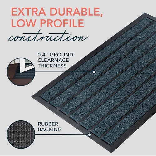 ubdyo Extra Durable Door Mat Outside Entrance (30" x 17", Bright Blue) | Dirt Trapping, Non-Slip Backing, Indoor or Outdoor Use, Welcome Mat, Low Profile, Natural Rubber, Stain Fade Resistant - color: Bright Blue, size: 30" x 17" (Rectangular)