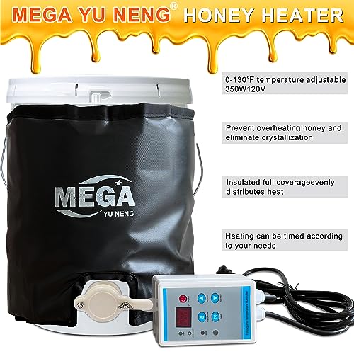 Honey Heater,Pail Heater,Drum Heater,Drum Heating Blanket,5Gal Band Heater,Honey Bucket Heater, Fixed Internal Thermostat and Timers Max Temp 130℉,350W,120V. - size: 5Gal