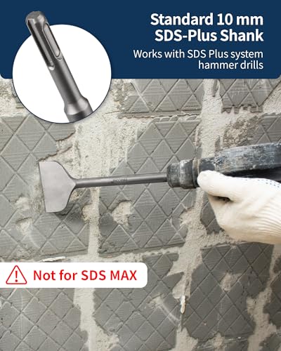 Firecore 3 Inch SDS Plus Bent Chisel Bit for SDS Plus Rotary Hammer Drill | SDS Plus Tile Removal Chisel Tool, Alloy Steel Flat Shovel Bit for Ceramic Tile Cement Thinset Mortar Vinyl Removal -FS18310 - size: 1Pcs