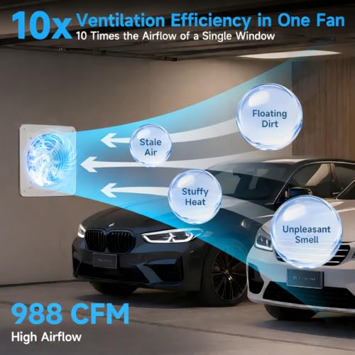 Voltset 10-Inch Exhaust Fan, Wall Mounted Extractor Fan with Switch | Metal Housing | High Airflow (988 CFM) | Pure Copper Motor | Built-in Backdraft Damper | Kitchen, Garage & Shed Ventilation - size: 10 Inch with Switch