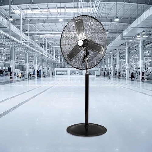 BILT HARD 6450 CFM 24" High Velocity Pedestal Oscillating Fan, 3-Speed Adjustable Height Industrial Floor Fan with Aluminum Blades, Metal Shop Fan for Commercial, and Garage - size: 24 inch