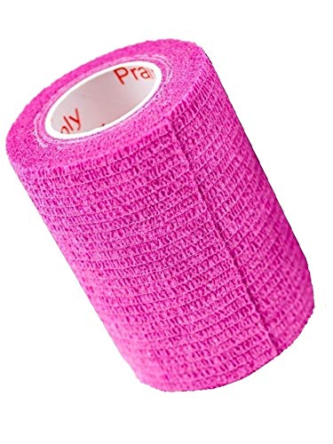 Vet Wrap Tape (Fuchsia) (2 Pack) (3 Inch x 15 feet) Self Adhesive Adherent Adhering Cohesive Flex Self Stick Bandage Grip Roll Dog Cat Pet Horse - color: Fuchsia, size: 2 Rolls