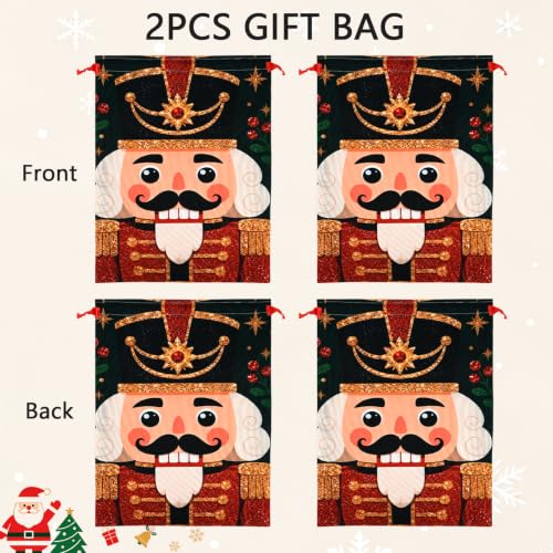 KzgtY Christmas Nutcracker 2PCS Gift Bags with Drawstring, 16 x 12 Inch Reusable Present Sacks for Christmas,Brithday, Holidays,Parties & Gift Packaging - color: Christmas Nutcracker