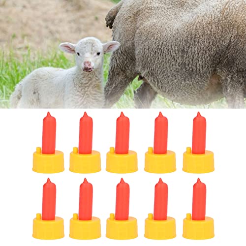 Gavigain 10Pcs Goat Nursing Nipple,Resilient Silicone Milk Drink Bottle Nipple for Animals,Sheep Nursing Feeder Nipple for Orphaned Small Animal Feed,Soft Rubber Pacifier for Nursing Lambs and Goat