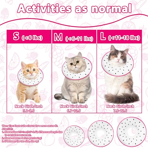 Cat Cone Collar Soft, Cat Recovery Cone (Dragonfruit, L) | Stop Licking, Cute Kitten Donut Collar After Surgery, Elizabethan Collars for Kittens, Lightweight Cats Neck Cones - color: Dragonfruit, size: Large