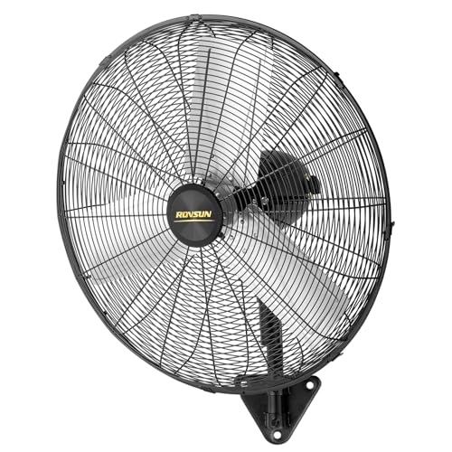 ROVSUN 30 Inch Industrial Wall Mounted Fan, Max 10600 CFM High Velocity Wall MountFan w/ 3 Speed Settings, Aluminum Blade & Dual Ball Bearing Motor, for Garage, Gym, Patio - size: 30"