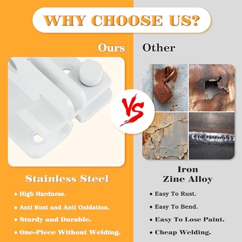 Alise White Flip Latch Gate Latch,Shed Door Latch Barn Door Lock,L-Size | Stainless Steel Door Lock Latches for Wooden Fence Shed Barn Chicken Dog Cage Window Cabinet Backyard Garage - color: White, size: Large Size (SS)