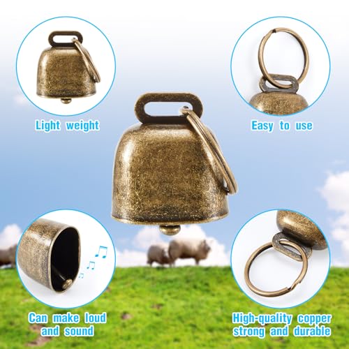 2 Pack Goat Collars with Bells, Sheep Grazing Copper Bells and Adjustable Nylon Collar Set Loud Bronze Bell Small Farm Animal Sheep Cow Accessories (Groovy) - style: Groovy