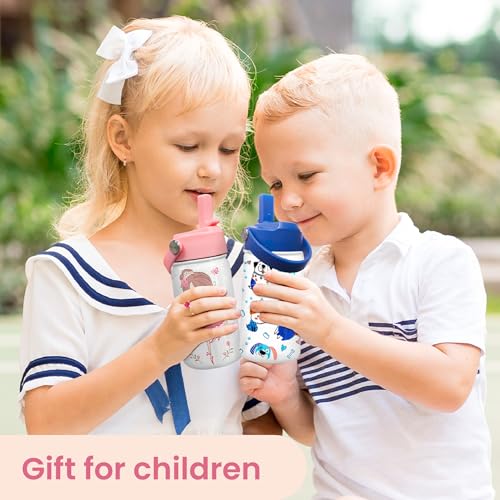 SANDJEST Ballet Water Bottle - Kids Water Bottle with Straw Lid - 12 Oz Insulated Stainless Steel Water Bottles for Kid Girls - Travel Cup for School Sports - color: Ballet