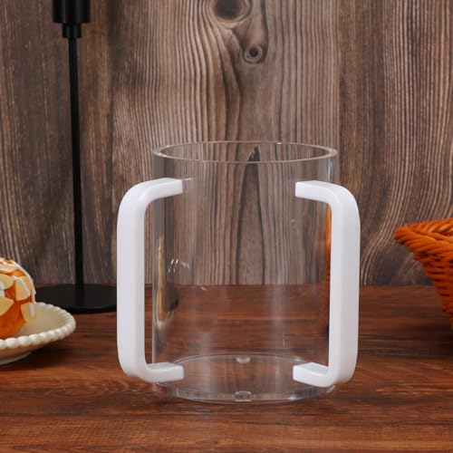 2 Pcs Judaica Hand Washing Cup with Dual Handles for Netilat Yadayim 5" Acrylic Clear Negel Vasser Jewish Ritual Kohanim Holiday Gifts(White Handle)