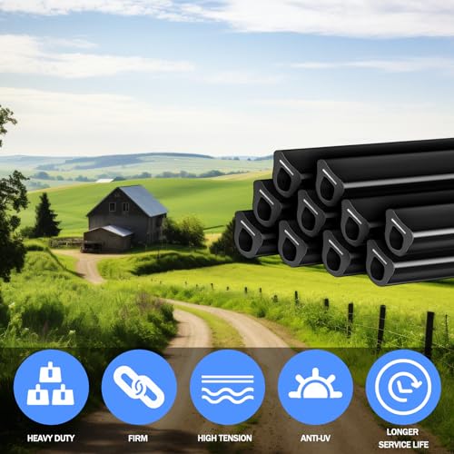 Pushglossy 50 Pcs 20" Electric Fence Underground Wire Insulator Tubing Wrap Insulator Tube for Corner Post and End of Fence, Accommodates Wire Diameters up to 12-1/2 Gauge, Black, Aluminum Insert