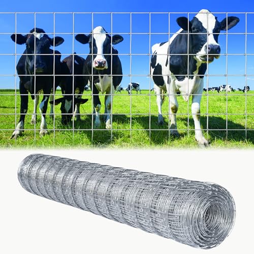 Farm Fence 6ft. x 100ft Galvanized Field Wire Fencing,Heavy Zinc Coating Cattle,Deer,Goat,Hog Wire Fence for Yard Garden & Animals Protection - size: Silver 72inx100ft