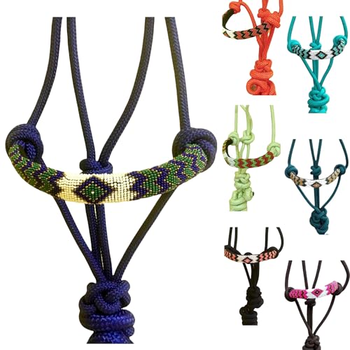 Majestic Ally Padded Beaded Nose Braided Rope Halter with 10' Matching Lead - Full (Royal Blue) - color: Royal Blue
