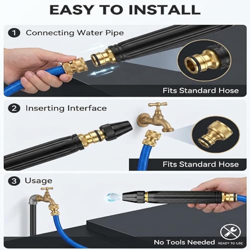 2PCS Home High pressure Car Wash Water Gun, Adjustable High Pressure Jet Sweeper Spray Nozzle with Leak-Proof Design，Applicable to Garden high Pressure hose Nozzle for Car Wash, Lawn, Patio Cleaning