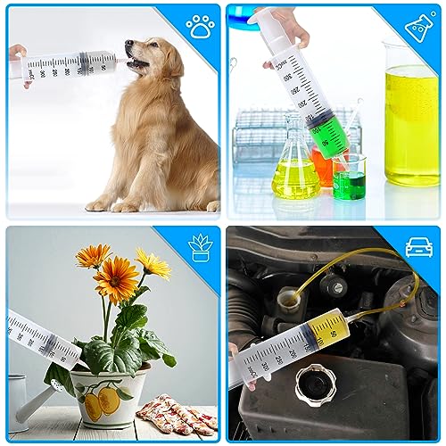 3 Pack 350ml Syringes with 55.1 Inch Tube and Needle 14G 1.5”, Sterile Syringe Individually Packaged for Labs, Liquid Measuring, Feeding Pets,Oil or Glue Applicator - style: 350ml