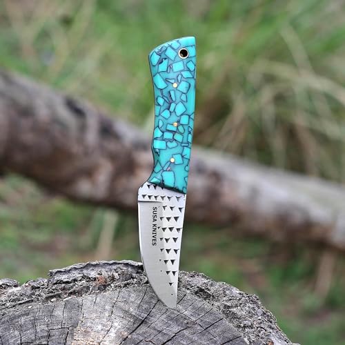 Custom Handmade 7'' fixed blade hoof rasp knife/Cow boy knife/Damascus steel Bull cutter cowboy knives with pancake leather sheath (SUSA 119) - color: SUSA 119