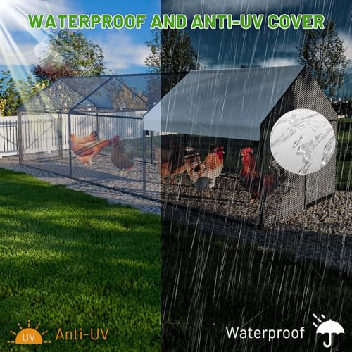 NUGRIART Metal Chicken Coop 79"x40"x40", Portable Chicken Run with Cover | Hardware cloth poultry cage with waterproof cover for outdoor backyard use, suitable for poultry and small animals. - size: 79.0"L x 40.0"W x 40.0"H