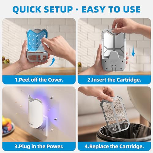 Nymrix Flying Insect Trap, Plug-in Indoor Fly Trap for Fruit Flies & Gnats | 24/7 Blue Light Trap for House Flies & Mosquitoes, Works in Kitchens & Near Plants, Safe for Kids & Pets, 1 Base + 3 Refills