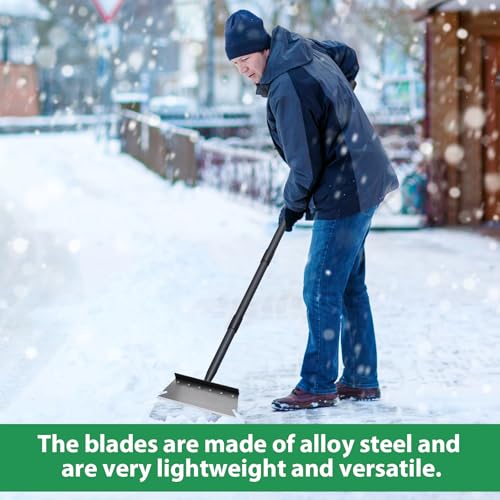 Garden Shovel, Ice Scraper, Multifunctional Cleaning Shovel with 59" Adjustable Handle Heavy Duty Garden Tool for Lawn Edging, Scraping, Weed and Ice Removal - color: Black